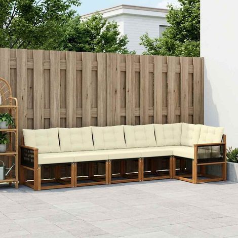 vidaXL Outdoor-Sofagarnitur mit Kissen 6 pcs Natur und Creme (1/5)
