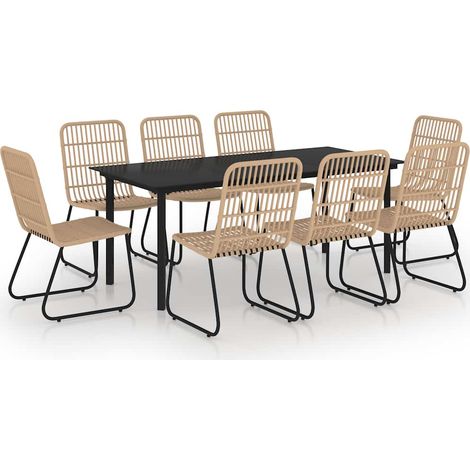 Maison Exclusive - Set da Pranzo da Giardino 9 pz in Polyrattan e Vetro (1/5)