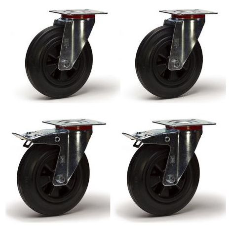 Lot de 4 roulettes de meuble avec frein, roulettes lourdes de 32 mm, en forme de L, pour meubles, capacité de charge 20 kg par roulette, pas de traces et silencieuses, roulettes pivotantes en TPR (1/5)
