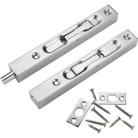 Loquet de porte dissimulé en 2 pièces. loquets pour portes coulissantes de 15 cm. acier inoxydable 304. verrou encastré pour tous types de portes en bois (1/4)