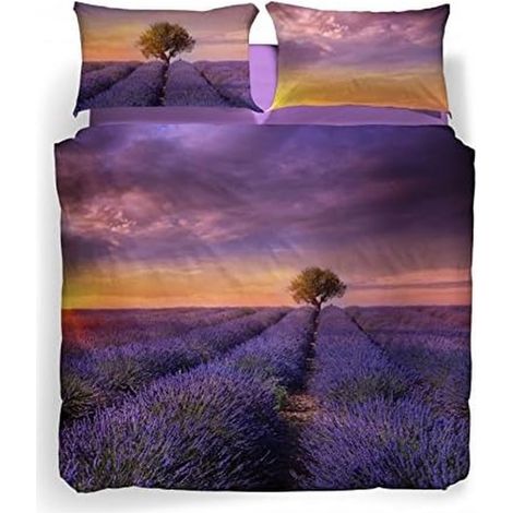 Caleffi - Completo-copripiumino Lavender sunset 100% Cotone Fotografico Matrimoniale