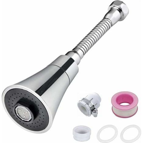 Faucet Extender - 360° Rotatable Trumpet Shape - Compatible With Kitchen Sink Bathroom Faucets - 15 cm Curved Tube - 1 Piece (1/5)
