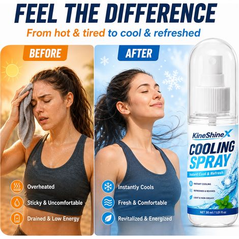 KineShineX Cooling Spray is portable and provides quick cooling and refreshing relief in summer. It's non-sticky and helps cool you down. (1/5)