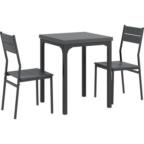 GagaEnsemble repas 3 pieces table et 2 chaises MDF et metal gris (1/5)