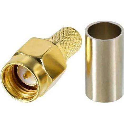 Connecteur RF mâle plaqué or à sertir pour câbles coaxiaux RG58 RG303 RG141 RG142 RG400 LMR195 (1/5)