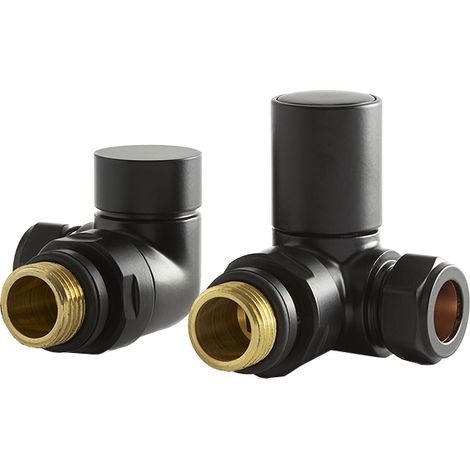 Hudson Reed - Robinets de Radiateur d’Angle (Lot de 2) - Noir (1/4)
