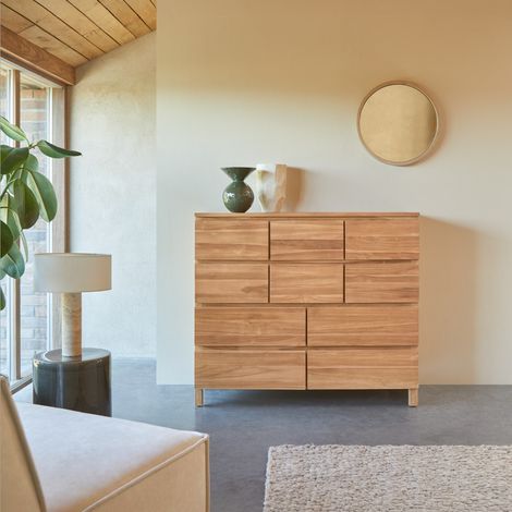 Commode en bois de teck 10 tiroirs Milano (1/5)