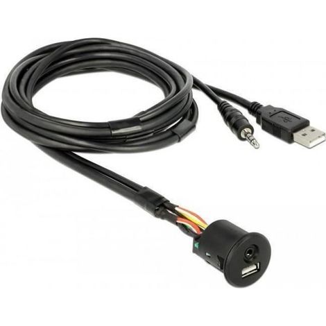 Delock - USB / audio extension cable - USB, Mini-Stecker (M) bis USB, Mini-Stecker (W) - 1.5 m - Schwarz - 85718