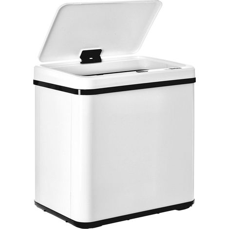 WELL HOME - Poubelle intelligente SANS pieds avec ouverture automatique et contact manuel 30L, 35,5x26x60cm Blanc (1/5)