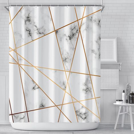 NALOOKAMIC Rideau de Douche Marbre Blanc Résistant à la en Tissu Polyester Rideaux de Douche avec 12 Crochets 180x180cm (1/5)