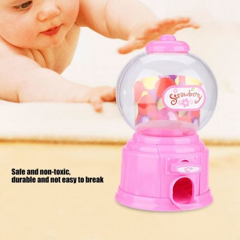 Machine à bonbons en plastique Machine à bonbons Portable pour enfants, Mini distributeur de boules de jeux parcours Rose (1/5)