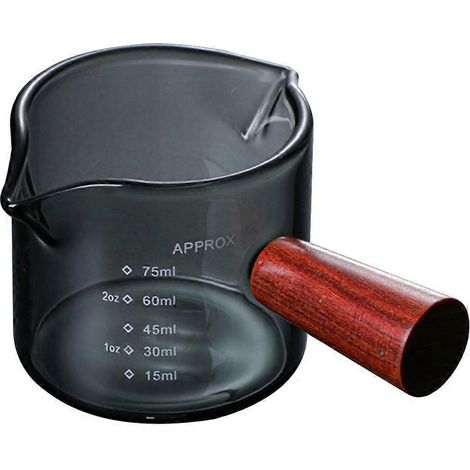 Pot à lait en verre avec poignée en bois, récipient à café, tasse à lait, récipient à lait avec balance.-10.3X6X5.5CM-Black (1/4)