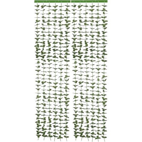 Rideau décoratif pour porte 90 x 190 cm – Feuilles en polyester – Installation sans perçage – Protection contre les insectes (1/5)