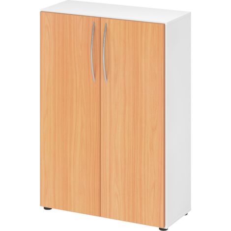 bümö basic Aktenschrank - 3 Ordnerhöhen Weiß/Buche (1/5)