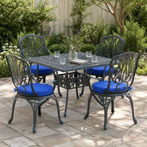 vidaXL Seat Cushions SOEST 4 pcs 100% Polyester Royal Blue 脴 40 x 7 cm (1/5)