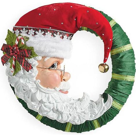 Dekorative Weihnachtskränze, 35 cm Weihnachtsmann- und Mondkranz, Weihnachtstürkranz, Weihnachtskranz für Weihnachtsdekorationen, Haustürdekoration, Wanddekoration (Weihnachtsmann) (1/4)