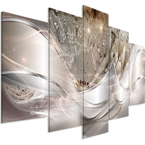 Quadro - Modern Dandelions (5 Parts) Beige Wide - 225x100 (1/4)