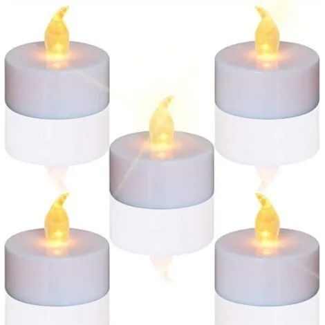 Lot de 24 bougies LED, fonctionnant avec des piles CR2032, sans parfum, bougies chauffe-plat sans flamme, lumière claire vacillante, plus de 100 heures d'autonomie. (1/3)