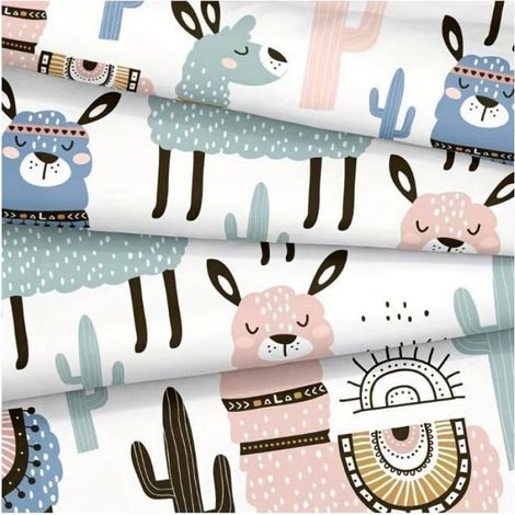 Housse De Couette - 140x200 cm - Motif Lama Alpaga - Microfibre - Pour Enfant Chambre - 1 Pièce (1/4)