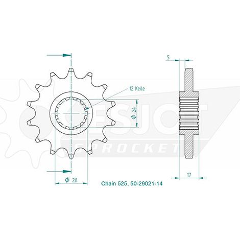 Pignon - 525 - 14 Dents - Made in Germany