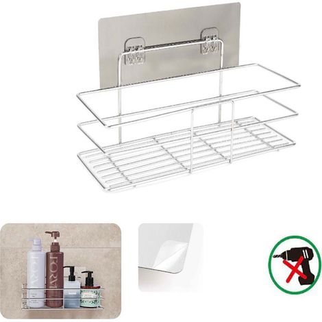 ÉTAGÈRE MURALE ADHÉSIVE ORGANISATEUR ÉTAGÈRE DE RANGEMENT SALLE DE BAIN CUISINE 03481 (1/2)