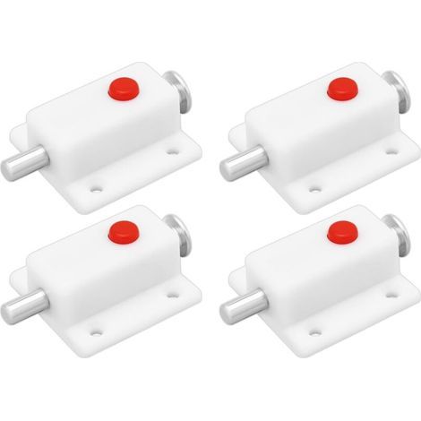 Lot de 4 Loquets de Porte Automatiques à Ressort en Plastique Blanc pour Portes d'armoires Portes de Garde-robe Berceaux Fenêtres (1/4)
