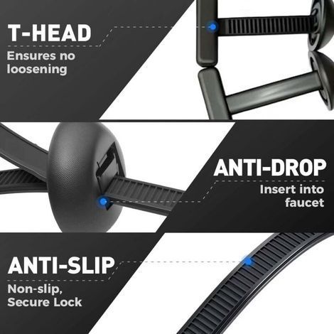 Attache-câble universelle en nylon, robuste et autobloquante, avec goupille et bouton, nouvelle boucle multifonctionnelle, attaches noires résistantes aux UV pour la fixation quotidienne (50 Pcs) (1/3)