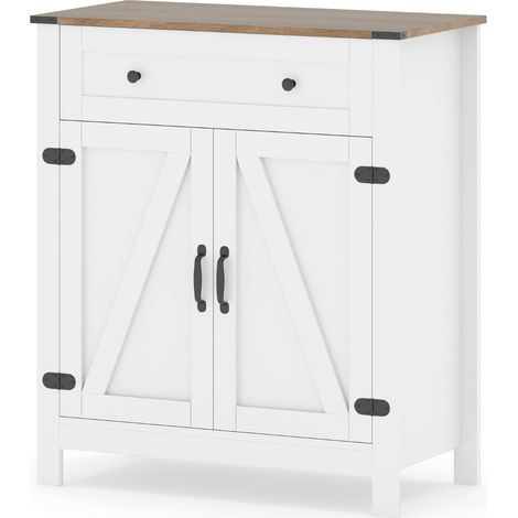 Aparador de cocina con almacenaje 80 x 40 x 92 cm espacio optimizado estilo rústico madera compuesta blanca 200018979