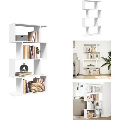 Raumteiler-Bücherregal 4 Böden Weiß 70x24x129 cm Holzwerkstoff - Raumteiler - Raumtrenner - Bücherregal - Raumteiler Bücherregal (1/5)