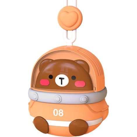 Ventilateur de Poche USB Rechargeable Mignon en Forme d'Animal - 3 Vitesses - Marron (1/5)