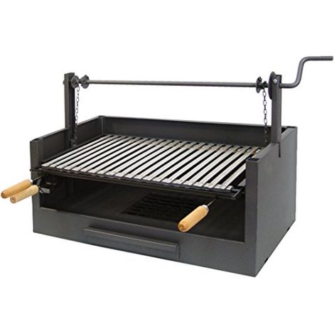 IMEX EL ZORRO 71509 - Cassetto per Barbecue Sollevatore, griglia in Acciaio Inox, 73 x 40 x 50 cm, Colore: Nero (1/4)