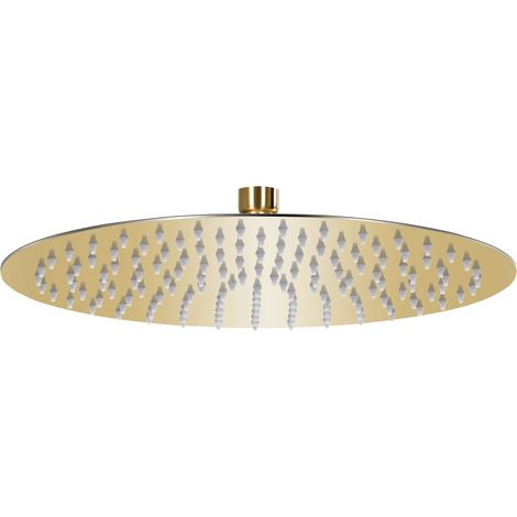 Pomme de douche pluie pulvérisateur pommeau de douche tête de douchette accessoire de salle de bain acier inoxydable 30 cm ronde doré
