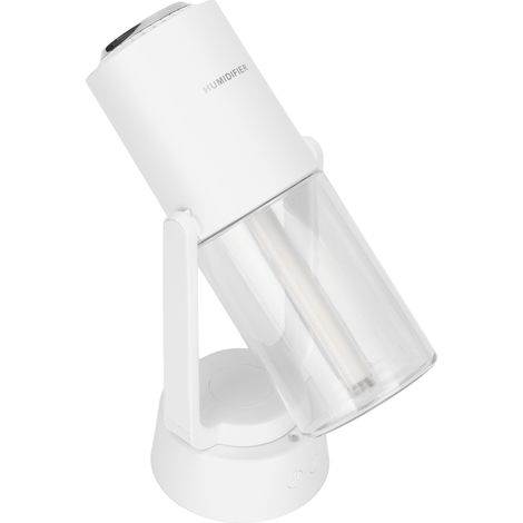 Humidificateur Ultrasonique Silencieux avec LED Multicolore et Diffusion d'Huiles Essentielles - Fonction Rotation Auto - Nuit Lumineuse - Design Blanc Moderne (1/5)
