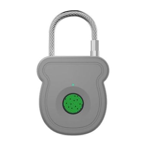 Smart portable electronic fingerprint lock, USB charging, 20 user storage capacity for luggage, backpack, cabinet, office (grey) (1/5)