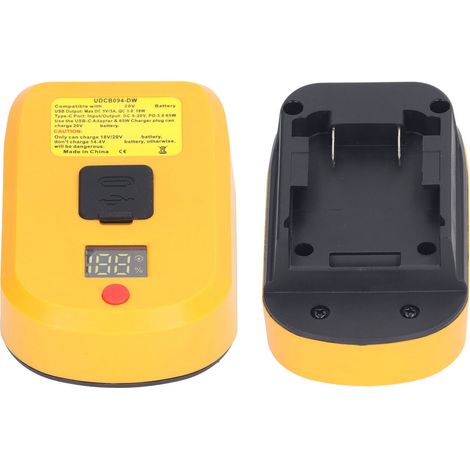 USB-Ladegerät mit Akkuadapter, 5 V, 3 A, QC3.0, 18 W, USB DC 5–20 V, PD3.0, 65 W, Typ-C-Ausgang, Ladegerätadapter für 18–20 V (1/5)