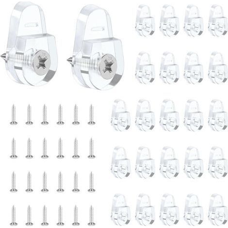 Lot de 25 Clips de Montage Transparent pour Miroir Murale ou Porte – Crochets Ronds en Plastique avec Vis pour Fixation Sécurisée sur Verre (1/5)