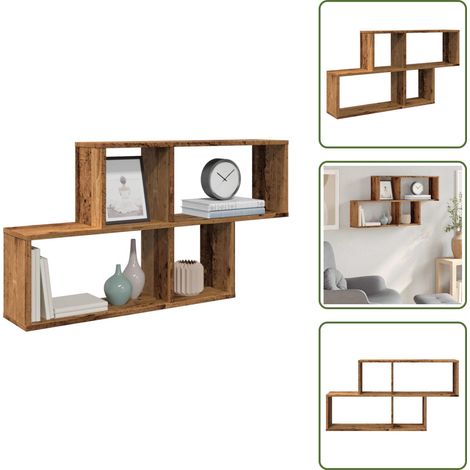 The Living Store Wandregal Altholz-Optik 100x18x53 cm Holzwerkstoff - Wandregal Altholz (1/5)