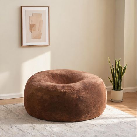 Pouf fauteuil gonflable 5FT en tissu éponge pour adulte gris (1/5)
