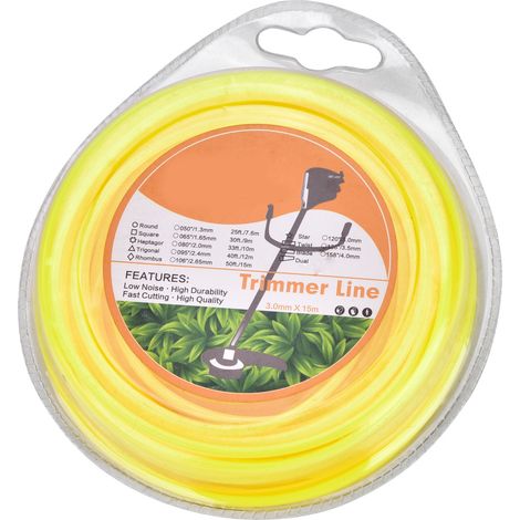 Round Trimmer Cord Line for Lawn Mower Brush Cutter Grass Trimmer Strimmer Yellow 3.0mm15m