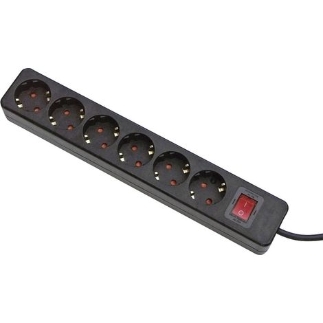Gebro 106149 Steckdosenleiste mit Schalter 6fach Schwarz Schutzkontakt 1 St.