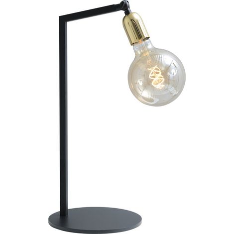 Lampe de table noire Tube avec raccord en or - 935145 (1/3)