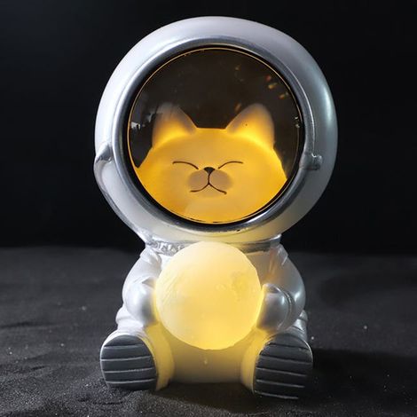 Spaceman LED veilleuse chambre d'enfant astronaute lune lampes galaxie gardien bureau décoration lumière cadeau d'anniversaire (chat spatial)