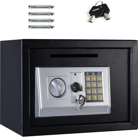 Safe Box with Key, 16L Safety Box Electronic High Security Steel Lock Safes Home Office Digital Money Cash Deposit Jewelry Camera Document Storage Box Safe Cabinet Box w/Key (1/4)