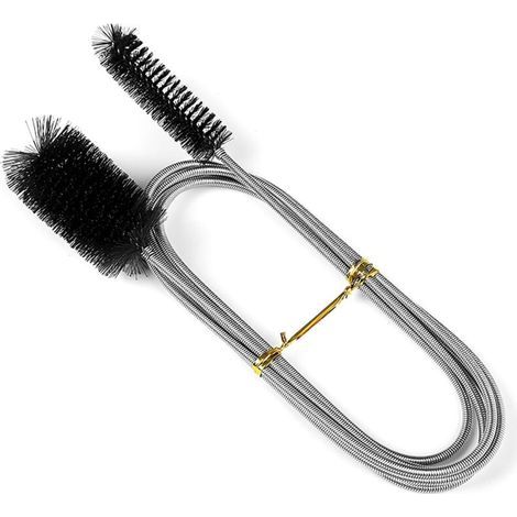Brosse de nettoyage flexible, brosse tubulaire, brosse multifonction à double tête en acier inoxydable pour déboucher les tuyaux avec trou de drainage étroit, 155 cm (1/5)