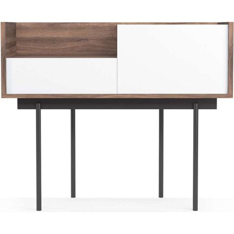 Recibidor modelo 671 acabado nogal combinado con blanco, 84cm(alto)  98cm(ancho) 31cm(prof.) (1/4)