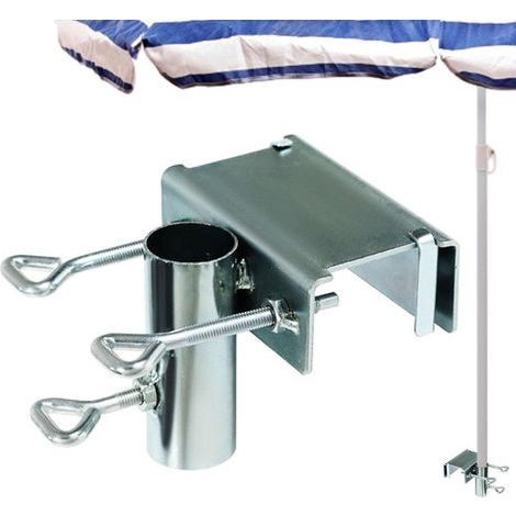 Soporte para sombrilla AIDUCHO de alta resistencia, soporte para sombrilla de patio, soporte para banco, abrazadera fija, soporte para sombrilla para barandilla de balcón (1/5)