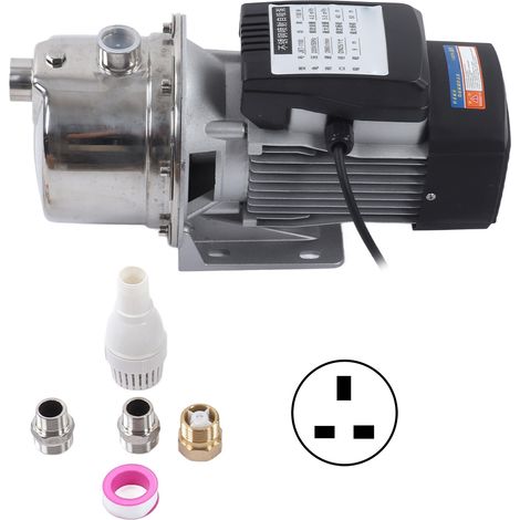 1100W Pompe à jet en acier inoxydable, haute vitesse, résistant à la corrosion, 220V, surpresseur pour jardin domestique, salle de bain, étage élevé, prise UK (1/5)