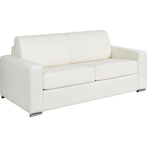 Divano letto 3 posti a ribalta Posto letto 140 cm Materasso 14 cm Pelle di bufalo Bianco - CALITO