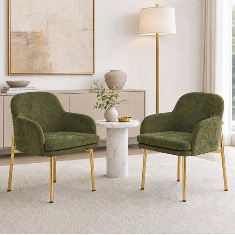 Lot de 2 chaises de salle à manger marron 61 x 59 x 78,5 cm, pieds réglables - CHICFURN (1/5)