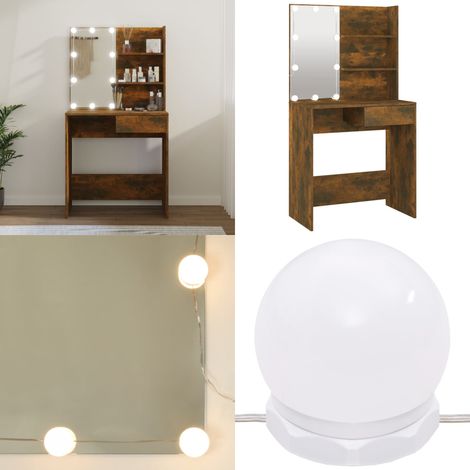 Schminktisch mit LED Braun Eiche 74,5x40x141 cm - Schminktisch - Kosmetiktisch - Make-up Tisch - Holzwerkstoff - LED Beleuchtung - Home & Living (1/5)